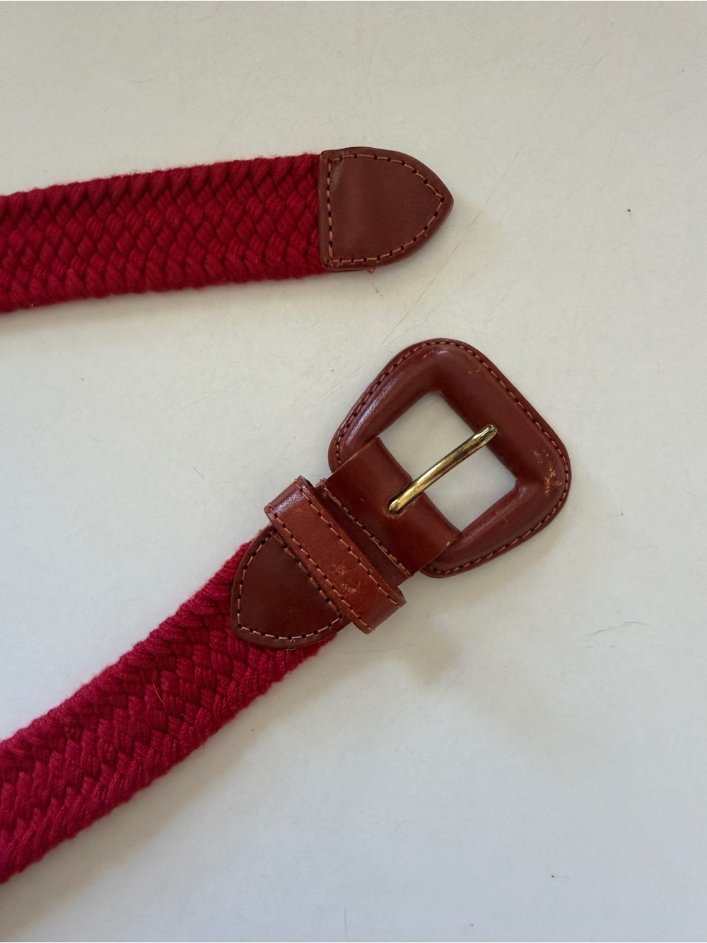 VINTAGE Red Woven Leather Belt